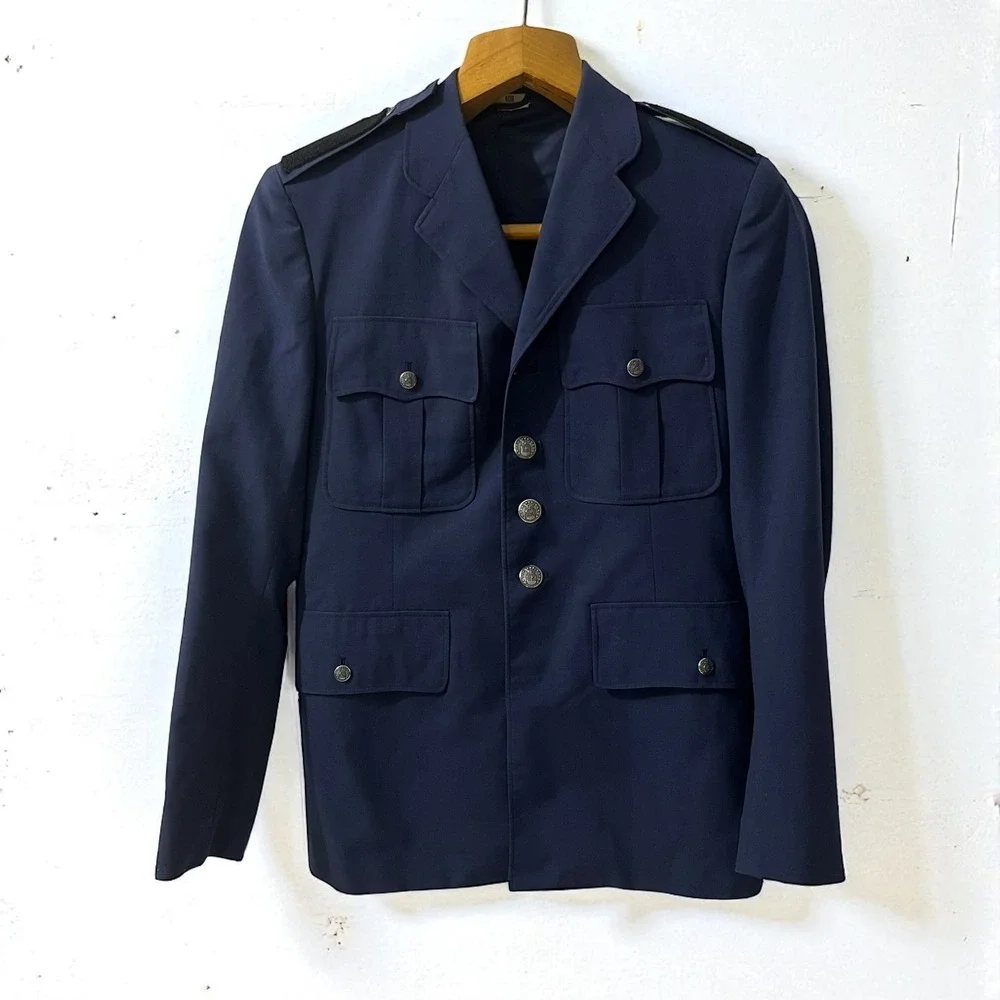 Vintage Military Dress Jacket‎ - Men's Navy Blue Uniform Blazer 40R